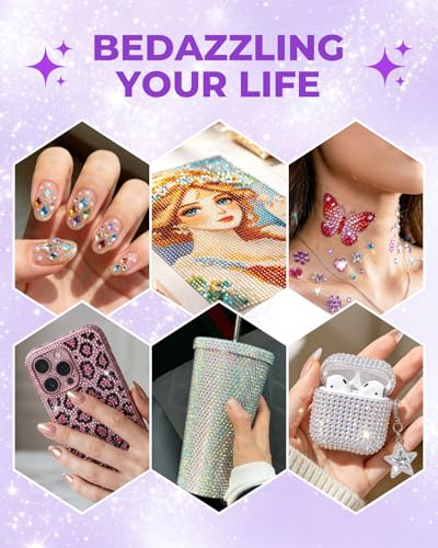 5.0 Pro Rhinestone Picker Tool Kit 16pcs, Bedazzling Pen | Diamond Art Tool - color: Deep Purple/White