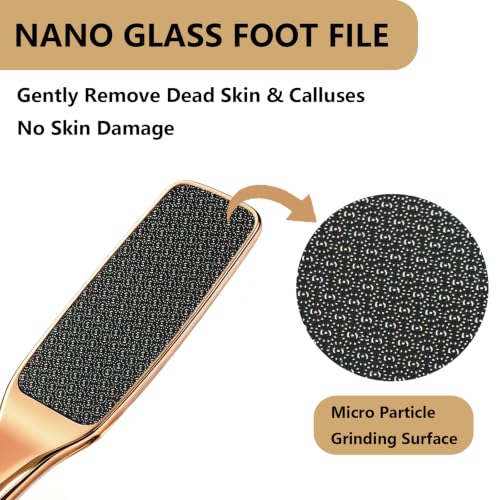 Glass Foot File,Nano Glass Foot Scraper with Ergonomic Handle,Golden - color: Golden