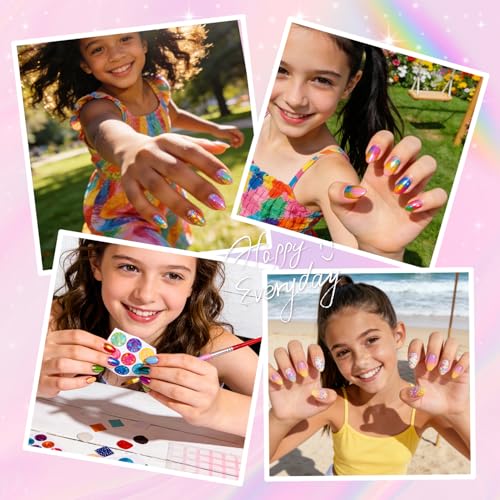 Krofaue Kids Nail Tips, Half Matte Flexible Gel Pre-Shaped Fake Nails - color: 240 PCS Half Matte Almond Kids Nail Tips