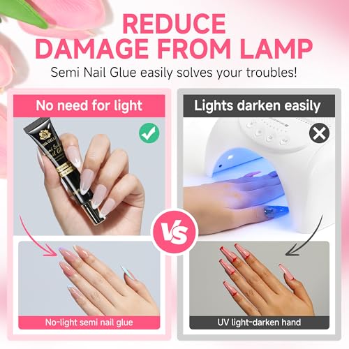 UNA GELLA No Lamp Needed Nail Glue for Press Ons 10ml*2pcs Super Strong