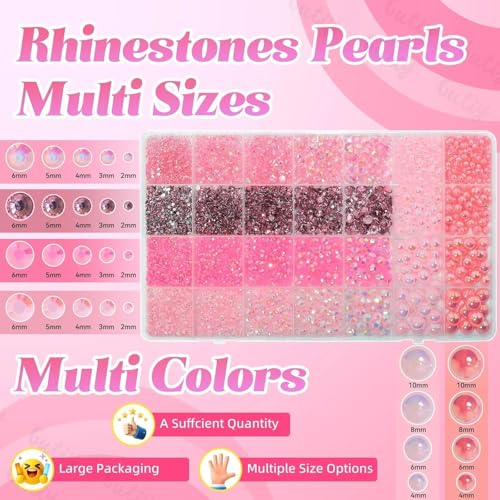 14000Pcs Pink Flatback Rhinestones and Pearls for Bedazzling Kit - color: S1