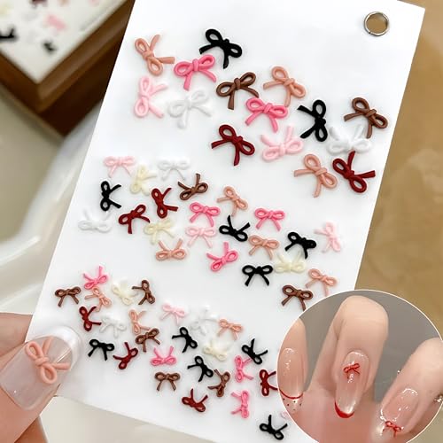 350Pcs Colorful Bow Nail Charms Cute Bow Charms for Nails Design Bowknot Nail Art Charms Kawaii Bow Nail Jewelry Accessories Resin Bow Nail Rhinestones Cute Mini Nail Gems for Women Nail Decoration - color: black