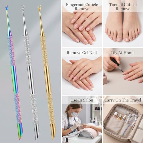 Gjinxi 3pcs Dual Ended Loop Cuticle Remover Pre-treatment Pusher Cleaner