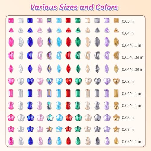 9000Pcs Mini Colorful Rhinestones for Nails Art Flatback Crystal Nail Gems - color: Mini-Multishape