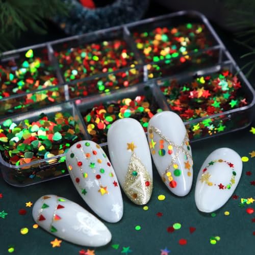 Christmas Nail Art Sequins Small Star Dots Triangle Metallic Glitter Flakes - color: Style02