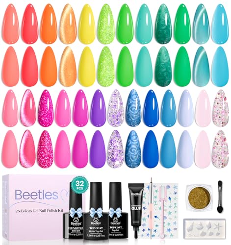 Beetles Gel Nail Polish Kit 25 Colors Gel Polish Chrome Nail Art Cat Eye - color: Ocean Odyssey