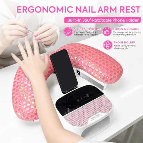 Arm Rest for Nails Tech, Manicure Hand Rest, U-shaped Armrest - color: Pink