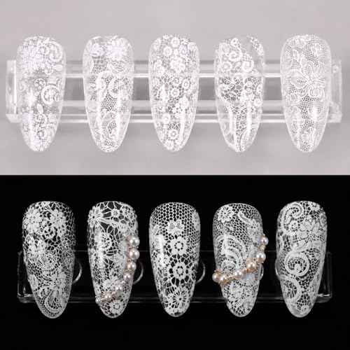 20 Rolls White Lace Nail Foil Transfer for Gel Acrylic
