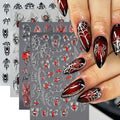 4Sheets Spider Nail Stickers Halloween Nail Decals 3D Self-Adhesive Spider Web Nail Art Stickers with Shiny White Rhinestones Design Goth Halloween Holiday Nails Supply for Women Manicure DIY - color: Halloween09