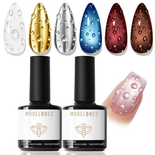 modelones Waterdrop Gel Top Coat Clear 3D Nail Art No Wipe Gel Polish Set - color: Clear Waterdrop