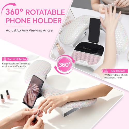 Arm Rest for Nails Tech, Manicure Hand Rest, U-shaped Armrest - color: White