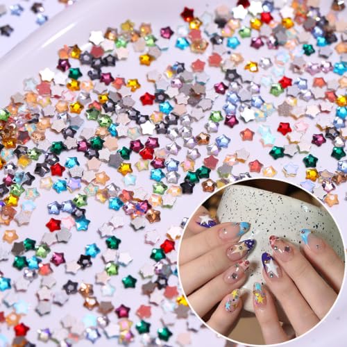 Colorful Star Nail Charms 3D Mini Nail Art Rhinestones Bedazzling Kit - color: Color-10