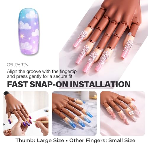 GELPARTY 200 Brown Nail Tips for Practice Hand, Replacement Training Tips