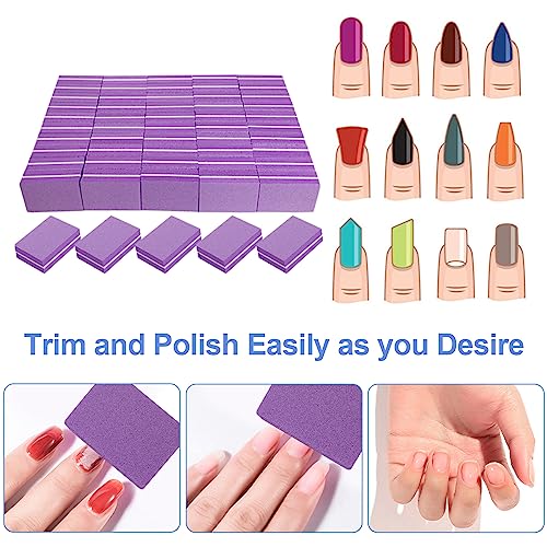 Nail Buffers (50 Pack), Mini Buffer Block Nail File for Acrylic Nails and Natural Nails, 100/180 Grit Nail Buffer Block Bulk Buffing Blocks for Nail Buff Professional Manicure File Blocks Set Purple - size: 50 Pcs Mini 100/180 Grit Purple/White