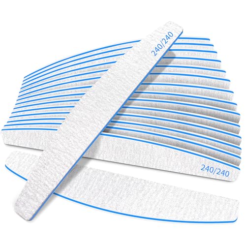 BLESWIN Nail Files 240/240 Grit, 25 Pcs Professional Double Sided Emery Board, Reusable Washable Coarse Tool for Acrylic & Gel Nails, Home Salon Application - size: 25 Count(240/240 Grit)