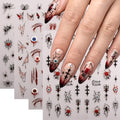 4 Sheets Halloween Bloody Nail Stickers Eyeball Spider Web Nail Decals - color: Multicolor5
