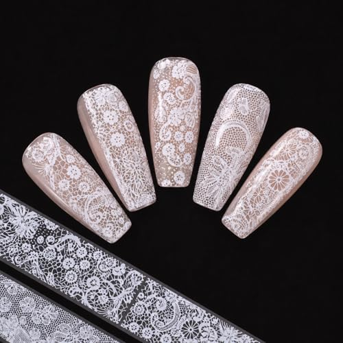 20 Rolls White Lace Nail Foil Transfer for Gel Acrylic