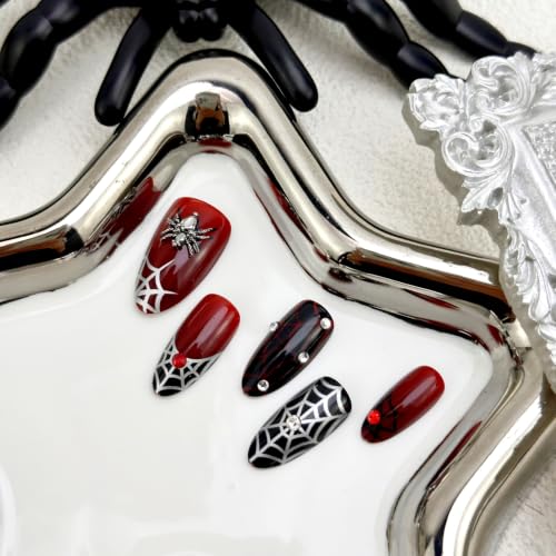 30pcs Halloween Press On Nails 3D Gothic Spider Fake Acrylic Nails - color: Halloween Press on Nails 10