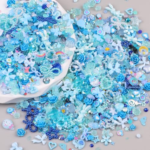 2000Pcs Junk 3D Nail Charms Bulk Y2k Cute Nail Gems for Nails Design Kit - color: Blue