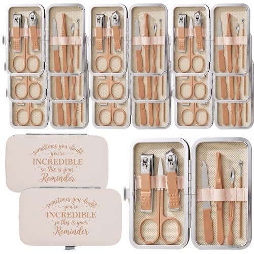 12-Pack Manicure Set, Pink Nail Clippers Kit, Pink Travel Grooming Gift