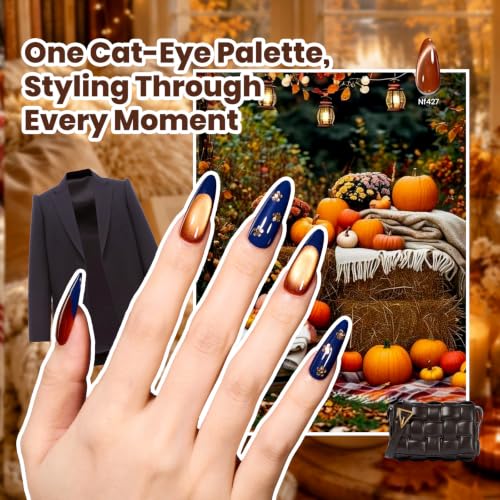 Beetles Cat Eye Gel Nail Polish Set, 20 Colors Magnetic Fall Gel Polish Kit - color: A - Cat Eye | Pastoral Whisper