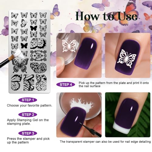 6 Sheets Nail Stamping Plate Butterfly Leaf Nail Art Stamp - color: Butterfly Leaf