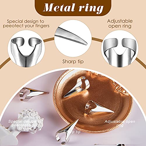 Hicarer 10 Pcs Adjustable Finger Claw Hair Parting Braid Ring Halloween Cos - color: Silver