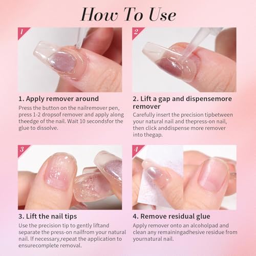 Curvlife 10g Semi Solid Nail Glue Gel with 5ml Nail Glue Remover Pen - size: 15 ml