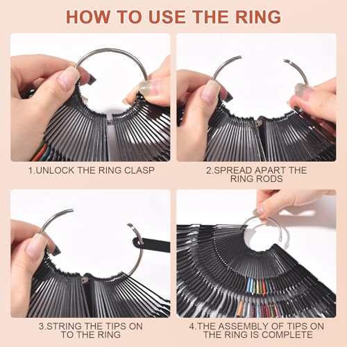 300 Tips Black Nail Swatch Sticks 3 in 1 Nail Display Sticks - color: Black