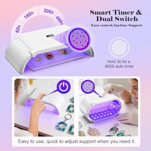 UV Light for Resin,48W 48 LEDs,Double-Sided,360°Surround,Dual 365-405nm