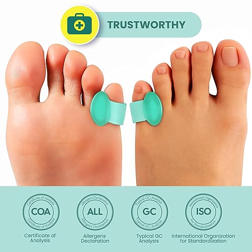 Welnove Gel Toe Separator - 12 Pack Pinky Toe Spacers - FSA/HSA Eligible Little Toe Cushions, Small Toe Sleeves for Preventing Rubbing & Reducing Pressure (Green) - color: Green