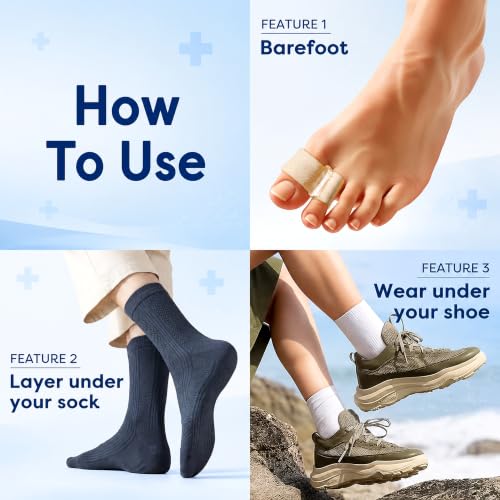 Big Toe Separators, 2-Loop Soft Gel Toe Spacers,Washable,3 Size - color: Beige, size: S:WOMEN 5-9
