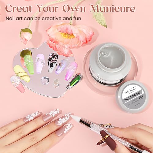 MIZHSE Clear Solid Builder Gel For Nails, 30g Non-Sticky Nail Extension Hard Builder Gel, Nail Strengthen 3D Sculpting Nail Art for Carving Modeling Soak Off Manicure Home - color: 30g Clear