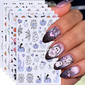 Halloween Nail Art Stickers Decals Spooky Holiday Nail Decals - color: Multicolor-01