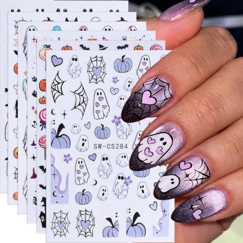 Halloween Nail Art Stickers Decals Spooky Holiday Nail Decals - color: Multicolor-01