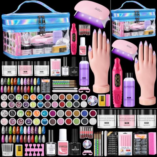 Nail Kit for Beginners with Everything- Practice Hand & Storage Gift Bags - color: Blue