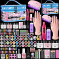 Nail Kit for Beginners with Everything- Practice Hand & Storage Gift Bags - color: Blue