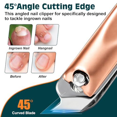 Nail Clippers Set, Fingernail and Toenail Clipper Cutters Trimmers Kit - color: 3Pack - Rose Gold