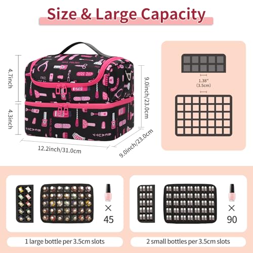 CUBETASTIC Nail Polish Organizer Case, Cartoon Green, 45 Slots - color: Cartoon Black, size: 45 Slots