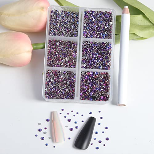 Beadsland Flatback Rhinestones, Purple Velvet, 7200pcs Mixed 6 Sizes - color: Purple Velvet