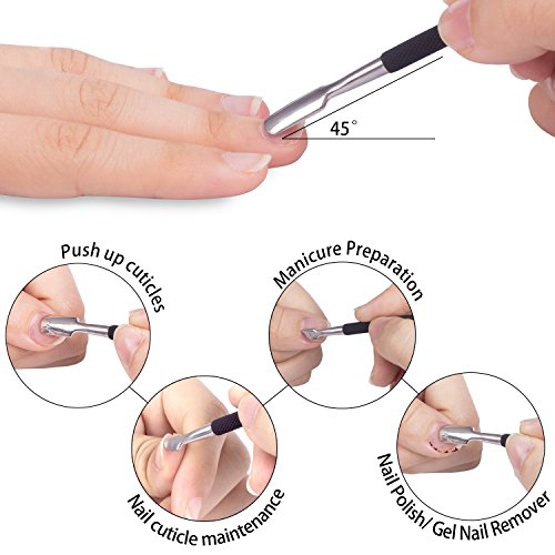 Ejiubas Cuticle Trimmer with Cuticle Pusher, Sharp Efficient Cutting, Black - color: Cuticle Nipper & Pusher