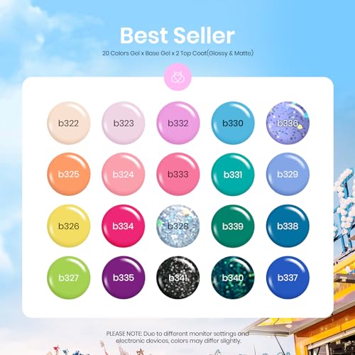 Beetles Gel Nail Polish Set, 23Pcs Color Gel Polish with Base & Top Coat - color: Fantasyland Collection