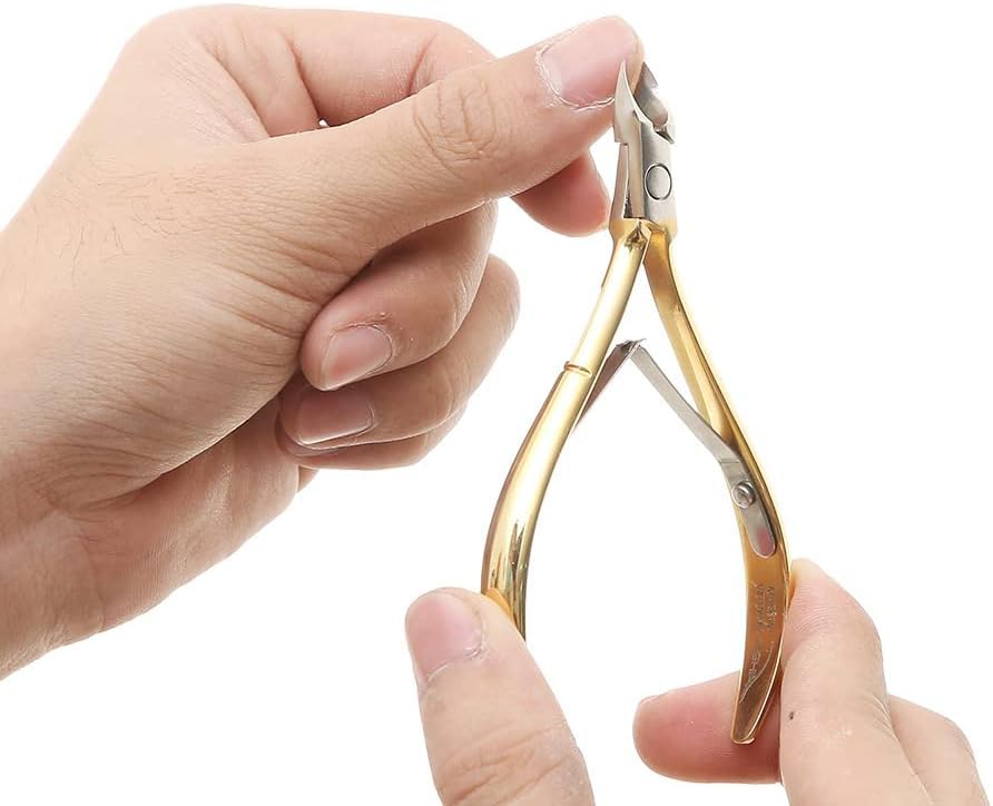 Generic Nghia Professional Cuticle Nipper C-112-16 (Full Jaw D-555) Cuticle Cutter Trimmer Manicure Tools Perfect Nail Care Tool at Home/Spa/Saloon (1 pcs), Yellow