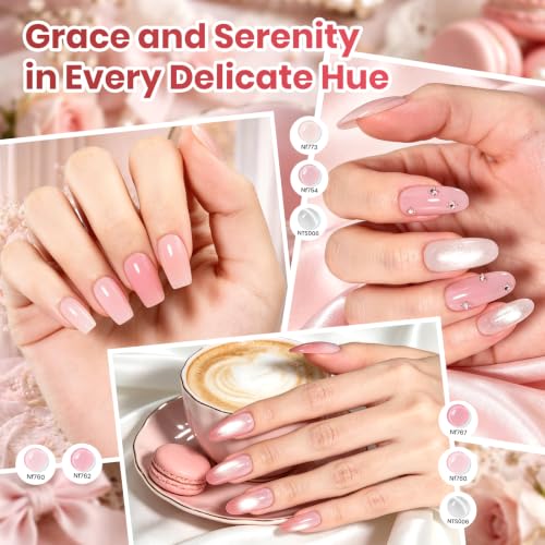 Beetles Jelly Gel Nail Polish Set, 20 Colors Nude Pink Gel Nail Kit - color: A - Sheer | Lady's Whisper