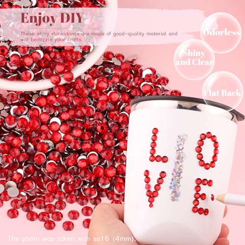 12000PCS 2mm Resin Rhinestones Bulk for Crafting (Red), Flatback Bedazzling Crystals for Crafts DIY Nail Decoration, Gems Charms for Tumbler Shoes Clothing Fabric with Pickup Pen and Tweezers - color: B06 Resin Rhinestones (Red), size: 2mm