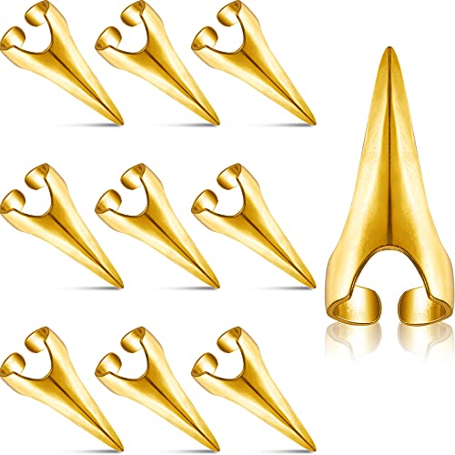 Hicarer 10 Pcs Adjustable Finger Claw Hair Parting Braid Ring Halloween Cos - color: Gold