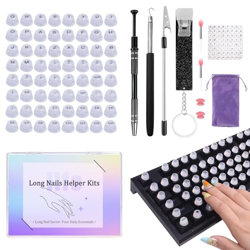 Bling Keyboard Sticker for Long Nails & Long Nail Helper Tool - size: 8PCS