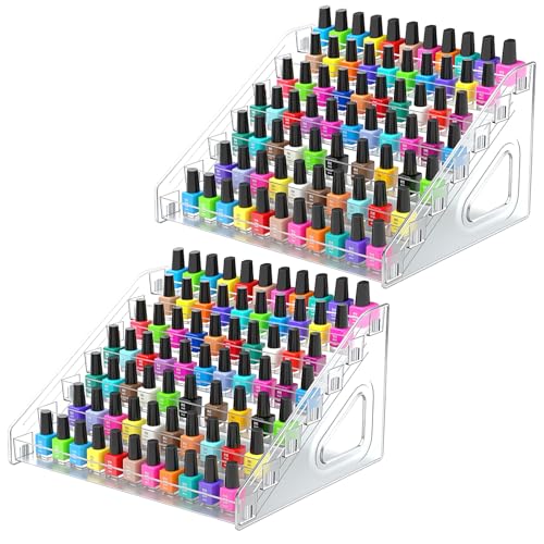 2 Pcs 7 Tier Essential Oil Organizer Clear Holder Nail Polish Display Rack