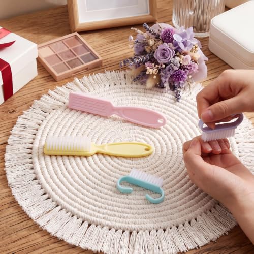 Patelai 24 Pcs Nail Brushes for Cleaning, Fingernail Hand Toes,Macarons - color: Macarons