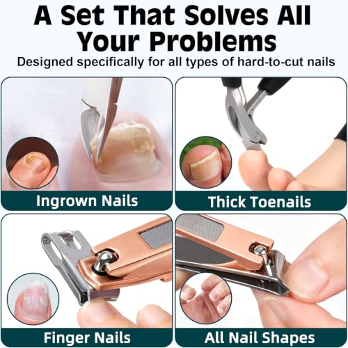 Heavy Duty Toenail Clippers for Thick Ingrown Nails Fingernail Set - color: 8pack - Rose Gold